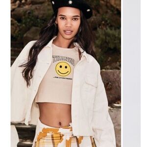 FOREVER 21 Happy Face Thanks For Everything! Graphic Cropped Cami Size M New